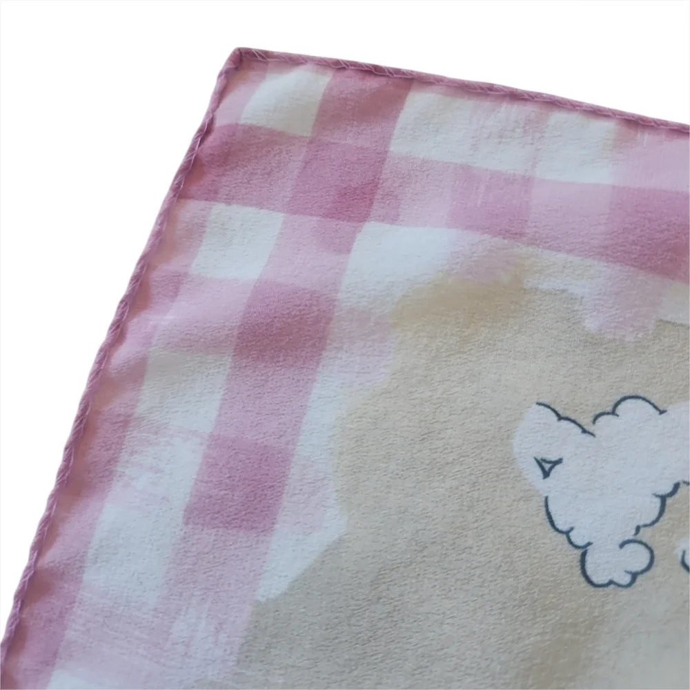 MOSCHINO | Cheap & Chic “Love Is In The Sky” Square Silk Scarf Pink Yellow 25”